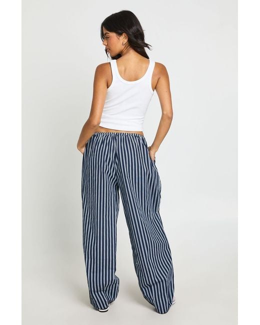 Boohoo Blue Single Channel Stripe Barrel Trouser