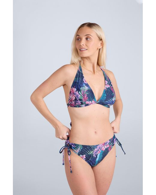 Mountain Warehouse Blue 'Iona' Halter Printed Bikini Top Chlorine Resistant Beach Swimwear