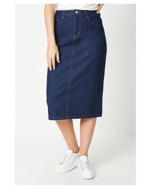 PRINCIPLES Blue Denim Split Detail Midi Skirt