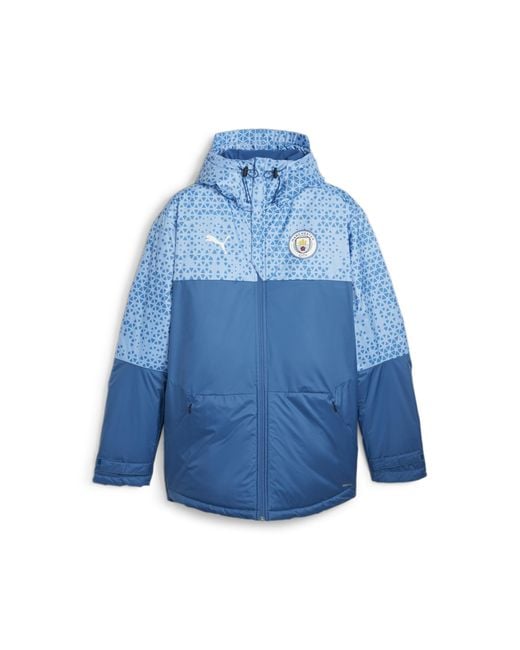 PUMA Blue Manchester City Football Graphic Winter Jacket for men