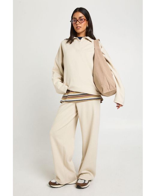 Boohoo Natural Interlock Straight Leg Jogger