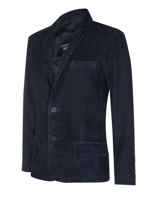 Infinity Leather Blue Blazer Suede Jacket Soft Italian Coat for men