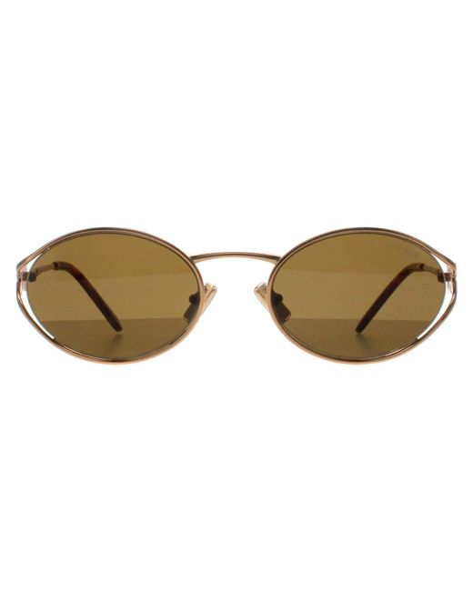 Miu Miu Mu52ys 7oe01t Messing Goud Donkerbruin Zonnebril in het Brown