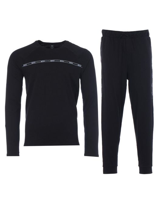 Boss Men's Unwrapped Long Pyjama Set In Black voor heren