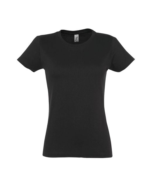 Sol's Black Ladies Imperial Heavy Short Sleeve T-Shirt (Dark) Cotton