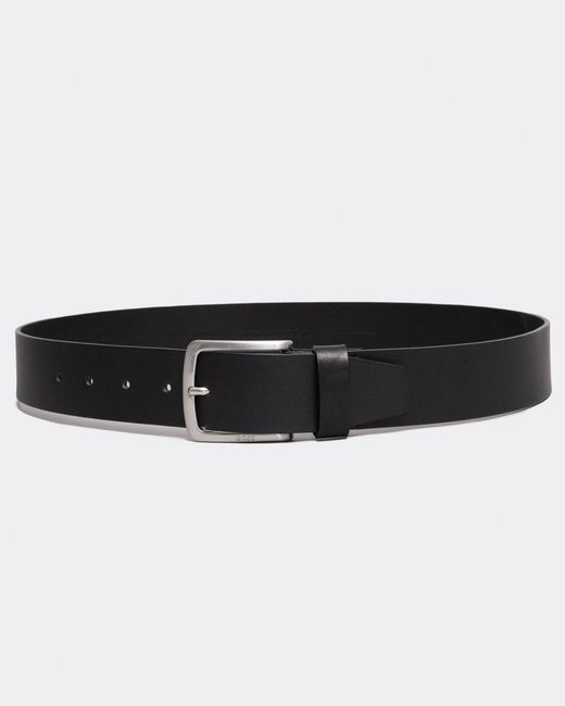 Boss Black Jor-V Italian-Leather Belt With Logo-Engraved Buckle