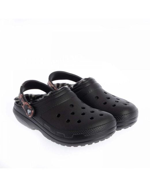 CROCSTM Black Lined Leopard-Print Rubber Clogs