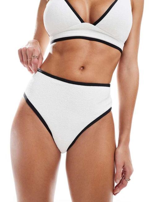 Vero Moda White Textured Bikini Bottoms With Tipping