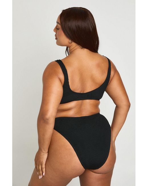 Boohoo Black Premium Fits All Crinkle Scoop Bikini Top
