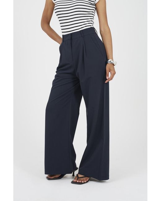 Brave Soul Blue Tailored Straight Leg Trousers