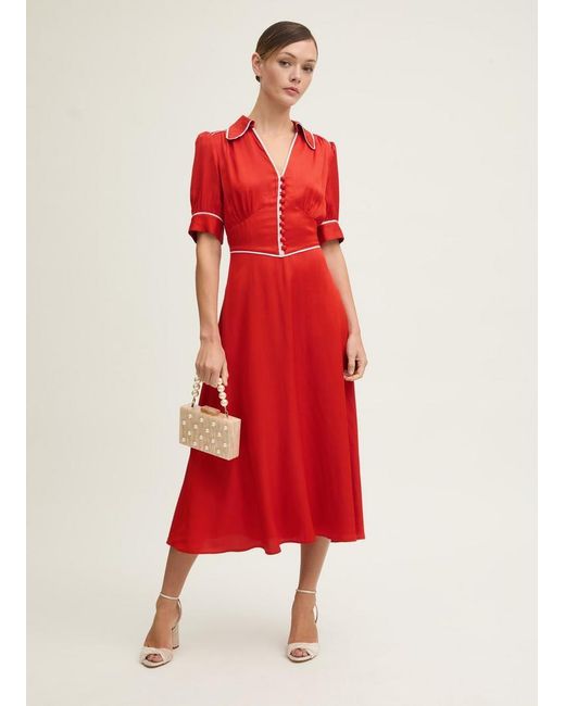 L.K.Bennett Red Dr Lou Satin Crepe Dress