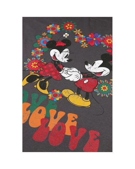 Disney Mickey & Minnie Mouse Holding Hands Oversized T-shirt (donker Houtskool) in het Blue