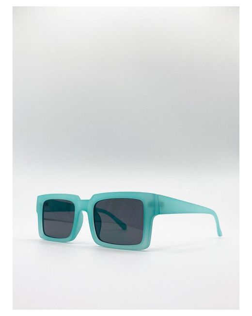 SVNX Blue Square Matte Crystal Frame Sunglasses