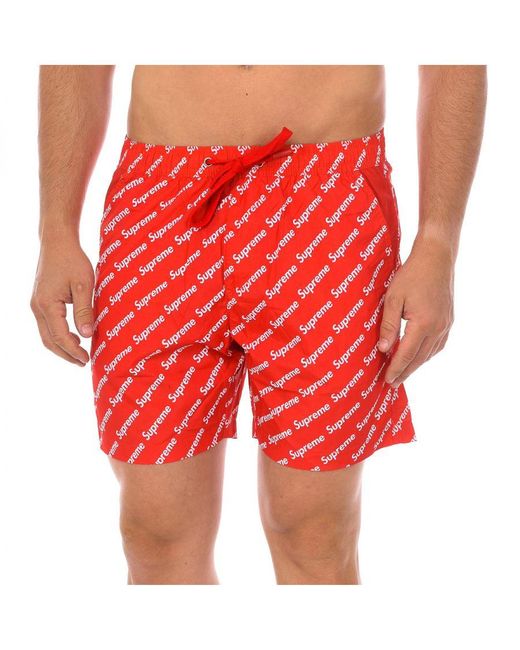 Supreme Red Mid-Length Boxer Swimsuit Cm-30061-Bp for men