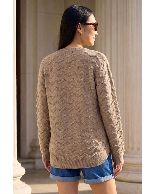 Roman Brown Shimmer Curved Hem Jumper