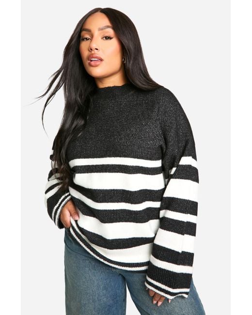 Boohoo Oversized Black V Neck Jumper Cable Knit Black V Neck