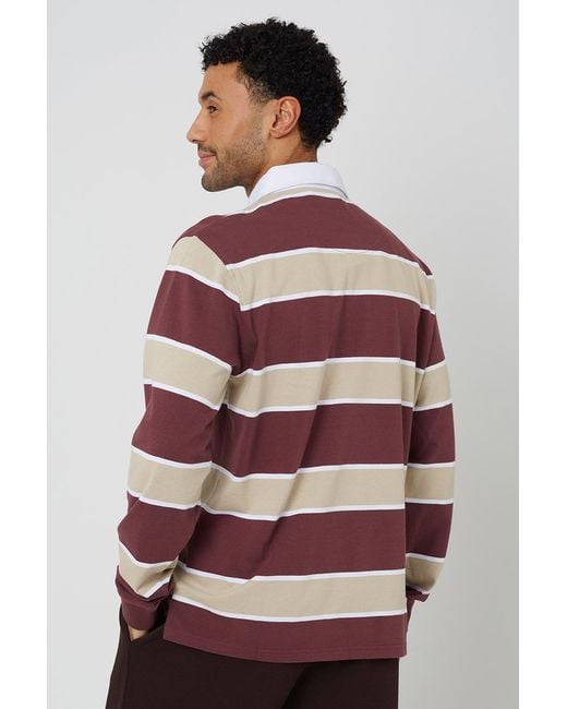 Brave Soul Red Striped Rugby Shirt for men
