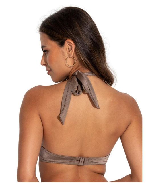 Pour Moi Brown Zante Underwired Boost Push Up Bikini Top