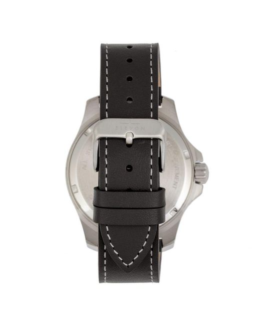 Elevon Watches Metallic Aviator Leather-Band Watch W/Date for men