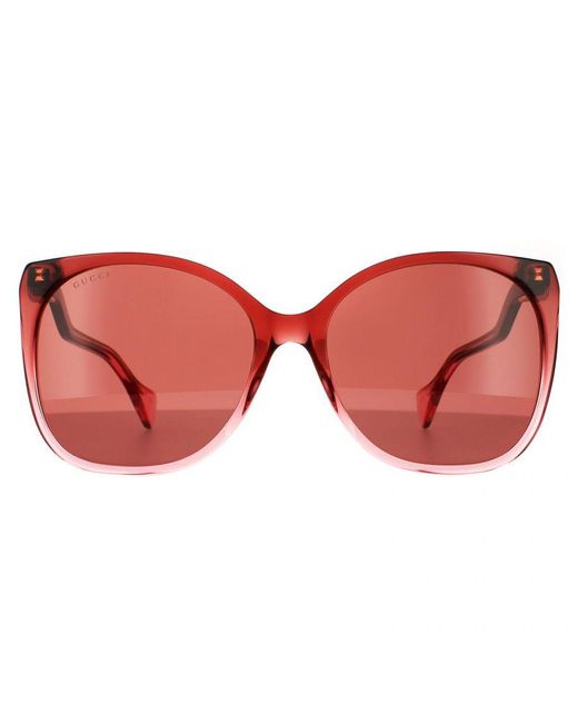 Gucci Red Rectangle Burgundy Sunglasses