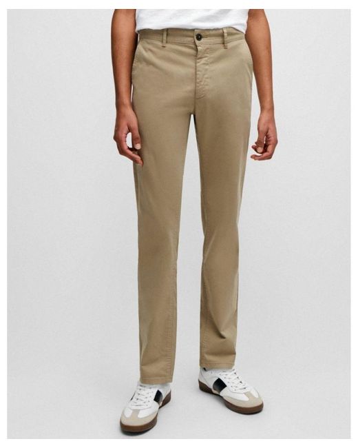BOSS Boss Slim Fit Chinos in Natural for Men Lyst UK