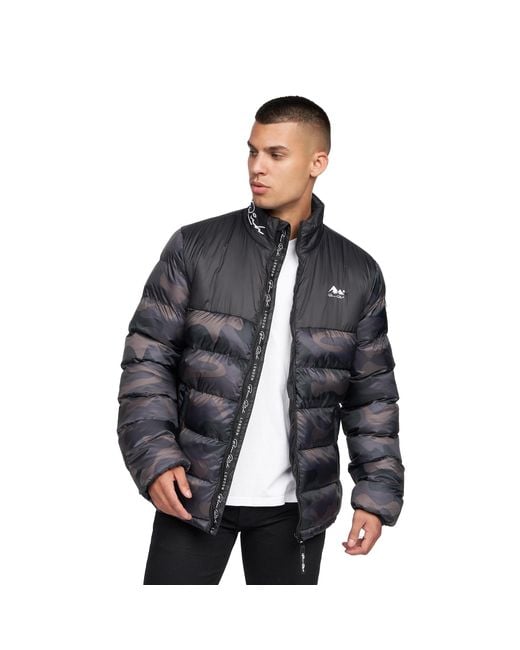 Born Rich Black Carlito Camo Oversized Padded Jacket for men