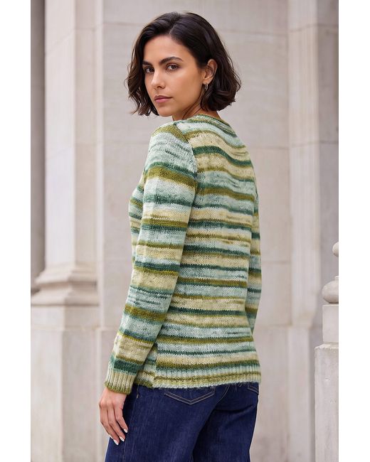 Roman Green Wool Blend Striped Stretch Jumper