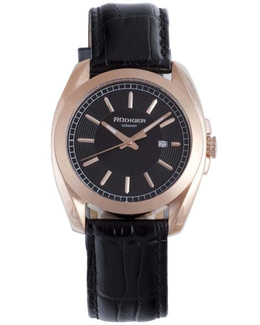 Rudiger Black Dresden Watch Leather for men