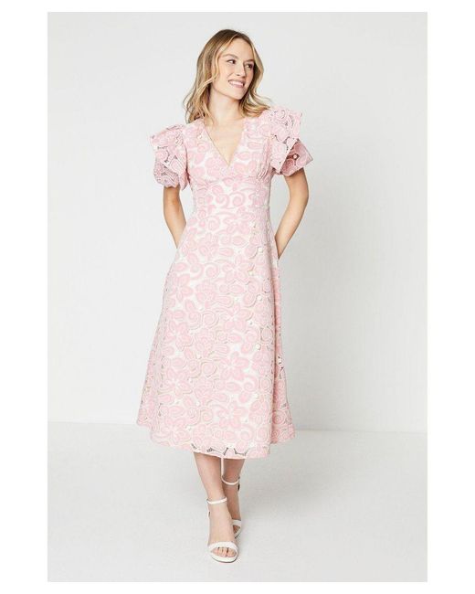 Dorothy Perkins Pink Cutwork Midi Dress