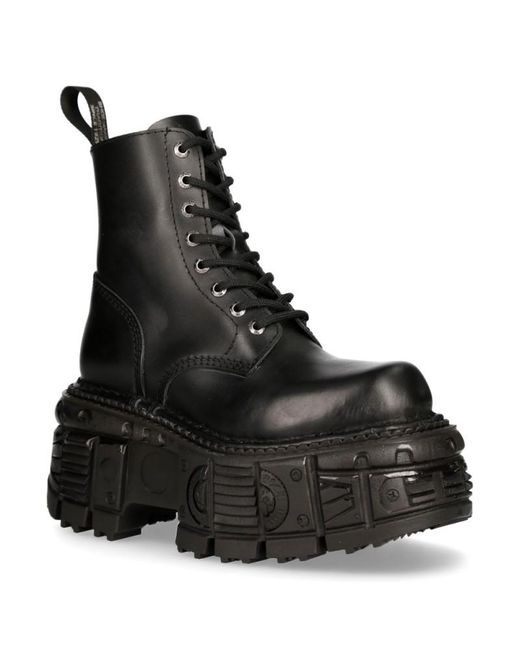 New Rock Black Military Techno Platform Boots- M-Mili084N-S5