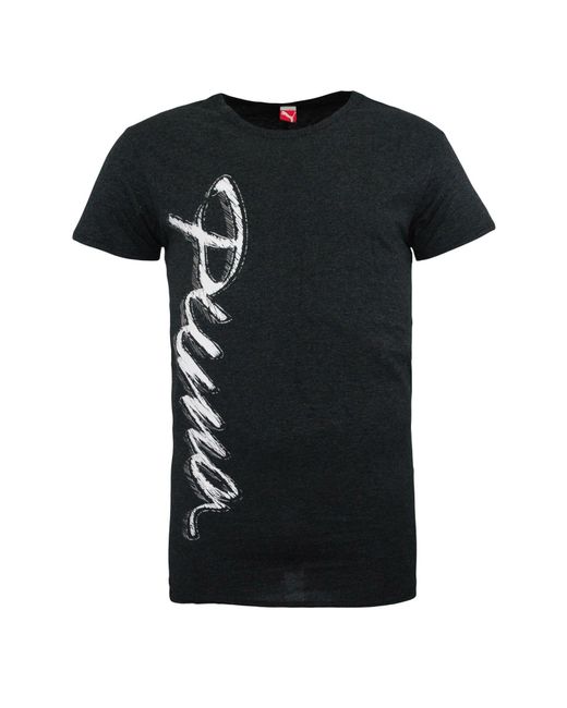 PUMA Black Oversize Short Sleeved T-Shirt Graphic Tee Charcoal 822354 02 S
