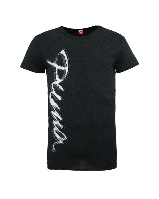 PUMA Black Oversize Short Sleeved T-Shirt Graphic Tee Charcoal 822354 02 S