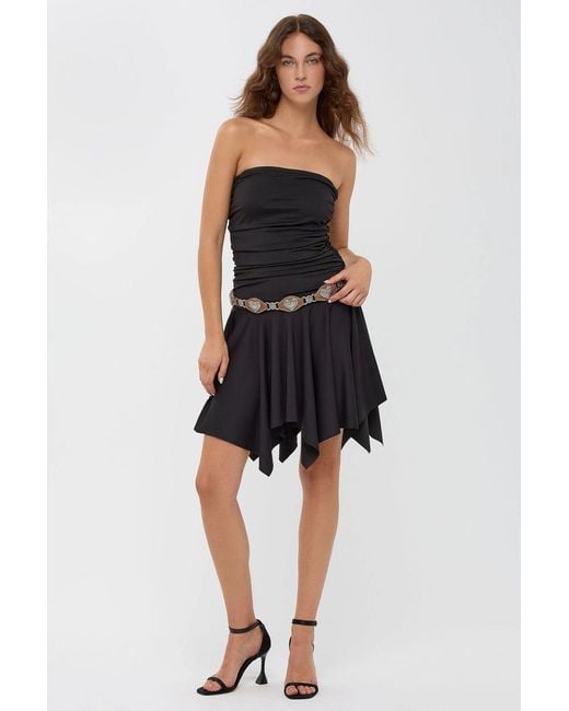 Hiccup Black Sleeveless Asymmetric Jersey Mini Dress