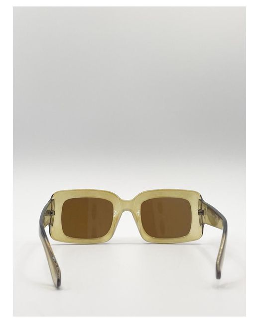 SVNX Natural Chunky Frame Oversized Rectangle Sunglasses