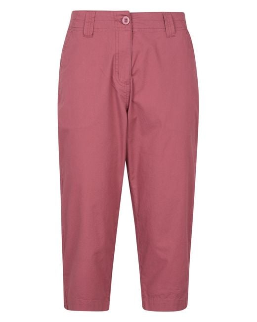 Mountain Warehouse Red 'Coastal' Capri Pants Stretchy Breathable Short Trousers Cotton