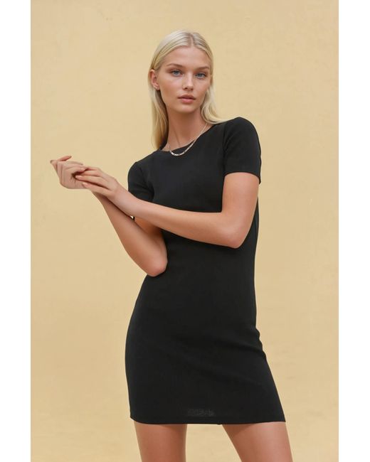 Hiccup Natural Basic Kurzarm Bodycon Mini Kleid