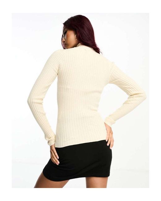 Pieces Natural Knitted Rib Top