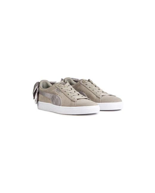 PUMA White Suede Bow Trainers