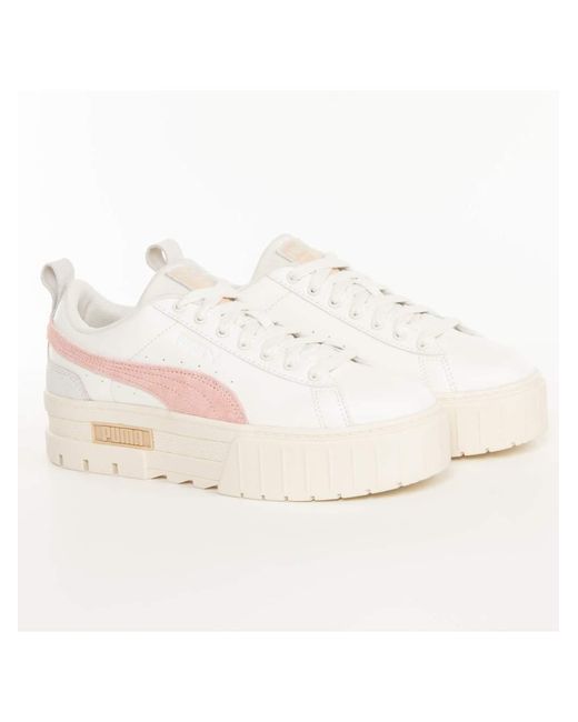 PUMA White Mayze Thrifted Trainers