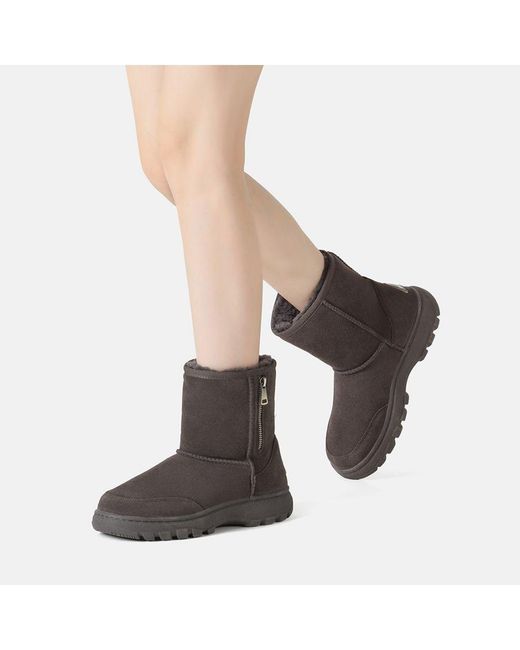 EVER AU Brown Starling Zipper Short Boots