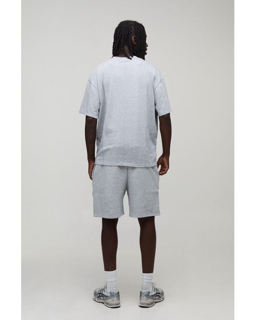 BoohooMAN Gray Sport Seam Detail Oversized T-Shirt & Baggy Short Set for men