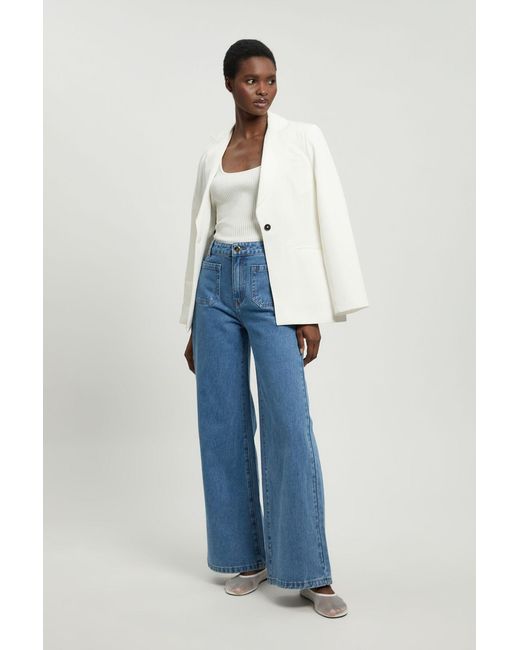 Karen Millen Blue Petite Denim Straight Leg Pocket Jean