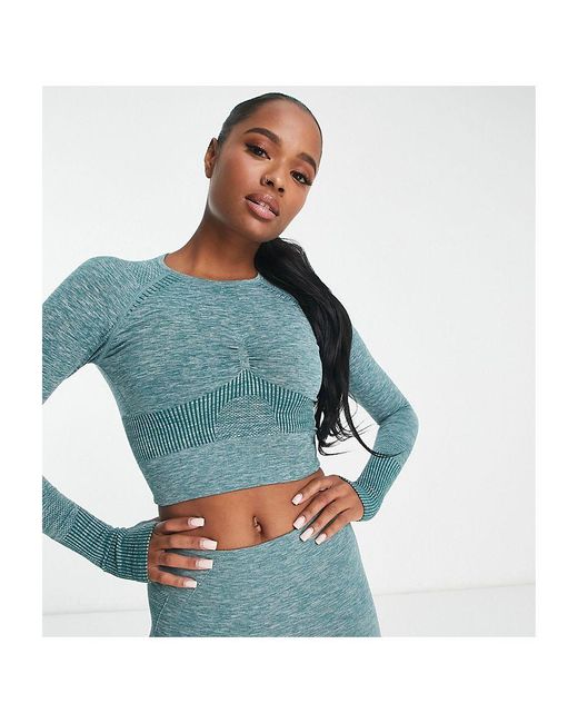 ASOS Blue 4505 Petite Seamless Sculpting Long Sleeve Top With Back Detail