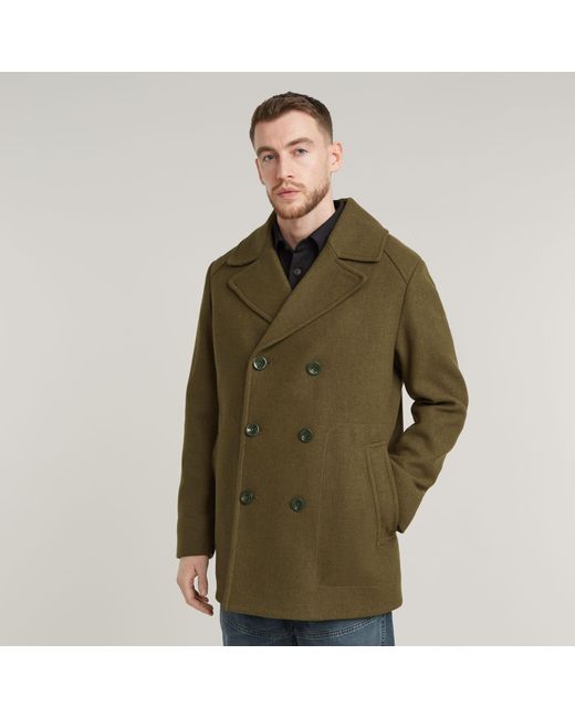 G-Star Green G-Star Raw Wool Peacoat for men