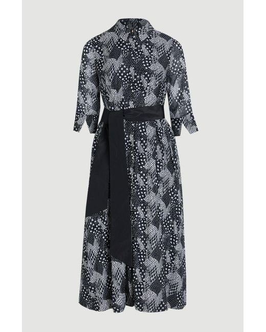 Karen Millen Multicolor Plus Size Floral Silk Cotton Woven Shirt Dress