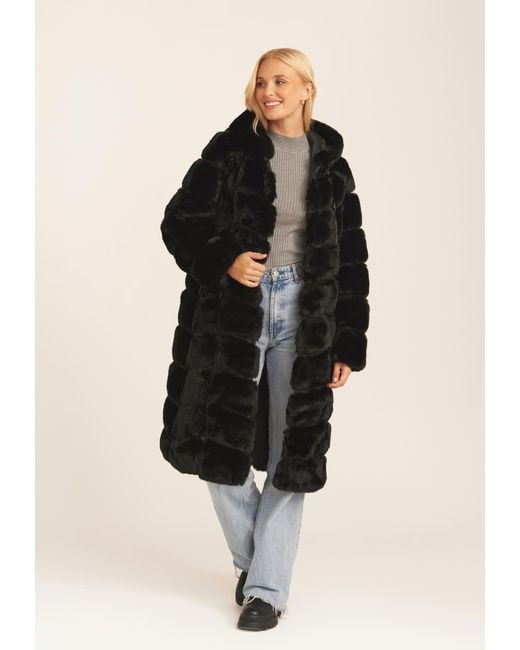 Gini London Long Fur Coat Sale Gini London Panelled Hooded