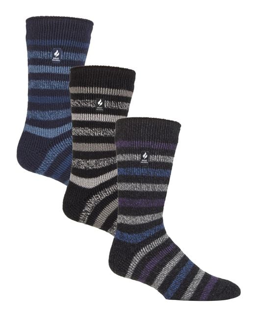 Heat Holders Blue 3 Pack Multipack Insulated Thermal Socks For Winter for men