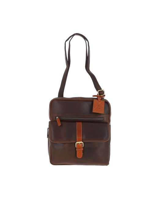 Fenland Sheepskin Brown Real Oily Leather Medium Messenger Bag for men