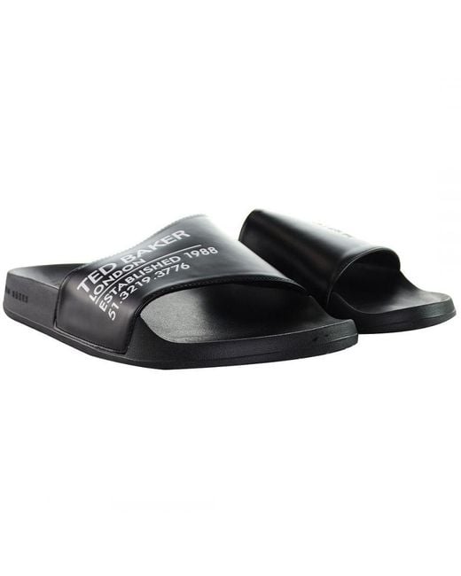 Ted Baker Black Aziell Sliders for men