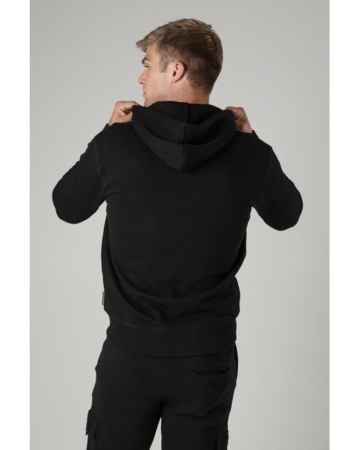 French Connection Black Cotton Blend Zip Hoody for men